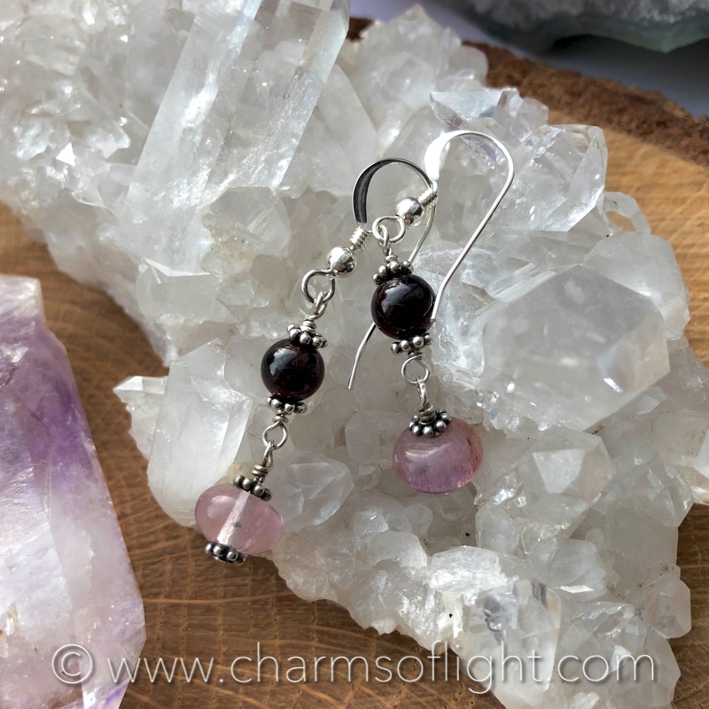 Fluorite & Garnet Earrings